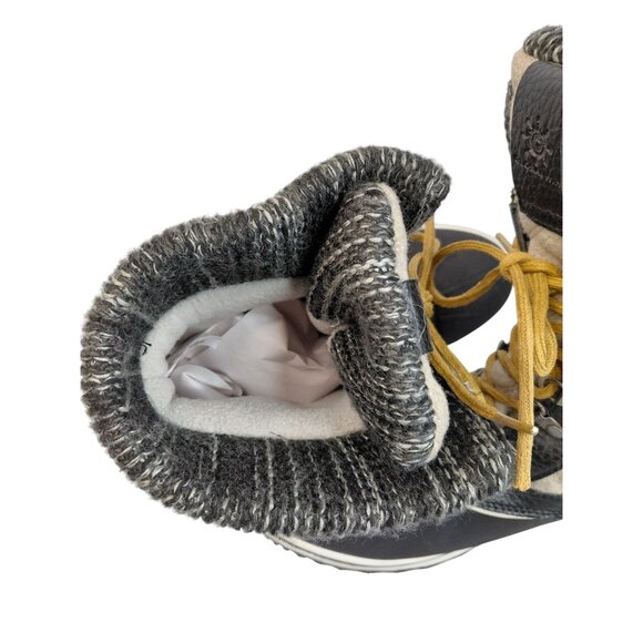 Women's Insulated Winter Snow Boots Size 11 w Black/Gray Faux Fur Lined Quilted - Picture 5 of 11